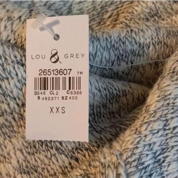 Lou & Grey Size XXS Marled Sweater Knit Poncho Cotton Blend Gray White Marled - Picture 4 of 12